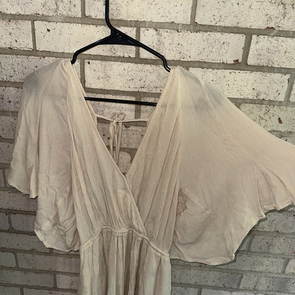 FREE PEOPLE NEREA ROMPER SHORT FLOWY JUMPSUIT Summer Khaki/Beige Size XS - Picture 5 of 15